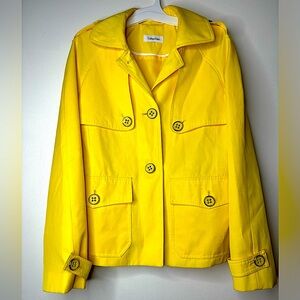 Women Calvin Klein Yellow Water Resistant Rain Jacket Sz S